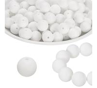 PATIKIL 100 Pcs Silicone Beads Bulk, White 15mm Silicone Round Focal Loose Beads for Keychain Pens Bracelets Necklace DIY Crafts Making