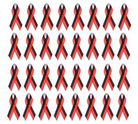 PATIKIL 100 Pieces Polyester Ribbon Satin Pins, Awareness Ribbon Satin with Safety Pins, Red Black