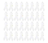 PATIKIL 100 Pieces White Polyester Ribbon Satin Pins, Awareness Ribbon Satin with Safety Pins