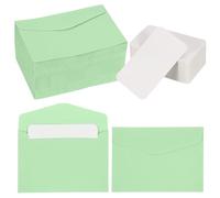 PATIKIL 100 Set Mini Envelopes with Blank Cards, 4.5x3.2 Blank Note Cards and Envelopes for Gift Wedding Invitation Graduation Holiday Thanksgiving Day Christmas, Light Green