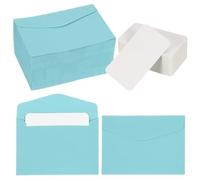 PATIKIL 100 Set Mini Envelopes with Blank Cards, 4.5x3.2 Blank Note Cards and Envelopes for Gift Wedding Invitation Graduation Holiday Thanksgiving Day Christmas, Light Blue