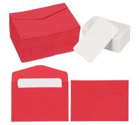 PATIKIL 100 Set Mini Envelopes with Blank Cards, 4.5x3.2 Blank Note Cards and Envelopes for Gift Wedding Invitation Graduation Holiday Thanksgiving Day Christmas, Red