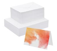 PATIKIL 100 Sets Pure Cotton Watercolor Cards 140lb/300 GSM Postcards Right Corners with Envelopes for Art Painting Creative Thank Notes, 4x6 Inch Foldable Size