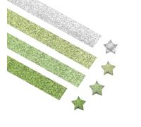 PATIKIL 100 Sheets Glittering Origami Star Paper Strips, Lucky Star Paper Strips Sparkling Decorative Folding Strip for DIY Art Crafts Handmade Project, Glittering Green Gradient