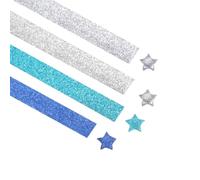 PATIKIL 100 Sheets Glittering Origami Star Paper Strips, Lucky Star Paper Strips Sparkling Decorative Folding Strip for DIY Art Crafts Handmade Project, Glittering Blue Gradient