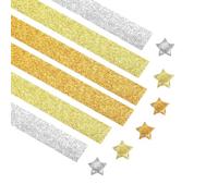PATIKIL 100 Sheets Glittering Origami Star Paper Strips, Lucky Star Paper Strips Sparkling Decorative Folding Strip for DIY Art Crafts Handmade Project, Glittering Gold Gradient