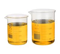 PATIKIL 1000/2000ml Low Form Glass Beaker, 2Pcs 3.3 Borosilicate Glass Beakers Graduated Measuring Cup with Spout for Lab Experiment, Cooking and Baking, Clear
