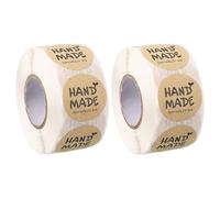PATIKIL 1000 Pcs A06 Hand Made Stickers, 1 Inch Kraft Paper Labels Blank Customer Appreciation Adhesive Sticker Roll for Baked Goods Packaging Wedding Party Envelope Seals, Brown