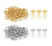 PATIKIL 1000 PCS Mini Brads, 5 x 9 mm Brass Paper Fasteners Round Head Metal Brads for Paper Crafts Art Scrapbooking DIY Supplies, Gold/Silver