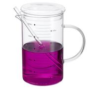 PATIKIL 1000ml Glass Measuring Cup, Borosilicate Glass Beaker Graduated Liquid Measure Cups with Glass-Lid Straw V-Shaped Spout for Kitchen Drinking Restaurant, Black Printed Scale