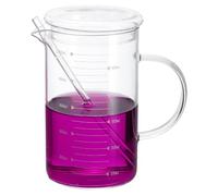 PATIKIL 1000ml Glass Measuring Cup, Borosilicate Glass Beaker Graduated Liquid Measure Cups with Lid Straw V-Shaped Spout for Kitchen Drinking Restaurant, White Printed Scale