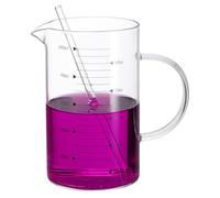 PATIKIL 1000ml Glass Measuring Cup, Borosilicate Glass Beaker Graduated Liquid Measure Cups with Straw V-Shaped Spout for Kitchen Drinking Restaurant, Black Printed Scale