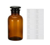 PATIKIL 1000ml Glass Reagent Bottle, Wide Mouth Reagent Media Storage Bottle with Ground Stopper for Lab Water Reagent Liquids Chemistry Science Vase Perfume, Brown(35.2oz)