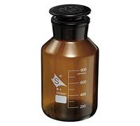 PATIKIL 1000mL Reagent Media Bottle, 1Pcs Round 3.3 Borosilicate Glass Graduated Storage Bottle with Amber Cap for Chemistry Lab Universities Home, Amber