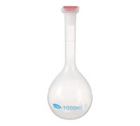 PATIKIL 1000ml Volumetric Flask, Polypropylene Graduated Volumetric Measuring Flask with Red Plug Cap Tolerance 0.8ml for Laboratory Science Experiment, Clear