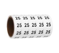 PATIKIL 1000pcs 0.6" Number Stickers, Number 25 Sticker Numbers Labels Round Small Vinyl Self Adhesive Label Circle Decals 1 Roll Dots for Photo Album Poster Organize Inventory, Black