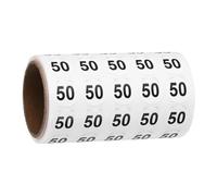 PATIKIL 1000pcs 0.6" Number Stickers, Number 50 Sticker Numbers Labels Round Small Vinyl Self Adhesive Label Circle Decals 1 Roll Dots for Photo Album Poster Organize Inventory, Black
