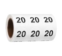 PATIKIL 1000pcs 1.2" Number Stickers, Number 20 Sticker Numbers Labels Round Small Vinyl Self Adhesive Label Circle Decals 1 Roll Dots for Photo Album Poster Organize Inventory, Black