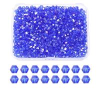 PATIKIL 1000pcs 3mm Bicone Glass Crystal Beads, Faceted Glass Spacer Beads with Box for Jewelry Making Bracelet Necklace Earrings DIY Suncatcher Craft, Blue AB