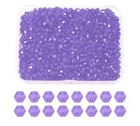 PATIKIL 1000pcs 3mm Bicone Glass Crystal Beads, Faceted Glass Spacer Beads with Box for Jewelry Making Bracelet Necklace Earrings DIY Suncatcher Craft, Purple
