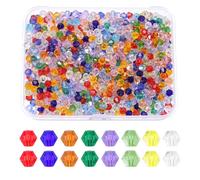 PATIKIL 1000pcs 3mm Bicone Glass Crystal Beads, Faceted Glass Spacer Beads with Box for Jewelry Making Bracelet Necklace Earrings DIY Suncatcher Craft, Multicolored