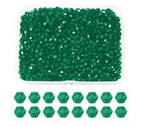 PATIKIL 1000pcs 3mm Bicone Glass Crystal Beads, Faceted Glass Spacer Beads with Box for Jewelry Making Bracelet Necklace Earrings DIY Suncatcher Craft, Green