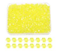 PATIKIL 1000pcs 3mm Bicone Glass Crystal Beads, Faceted Glass Spacer Beads with Box for Jewelry Making Bracelet Necklace Earrings DIY Suncatcher Craft, Yellow AB