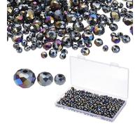 PATIKIL 1000Pcs 4-8mm Faceted Crystal Rondelle Beads, Black Plating AB for Jewelry Making