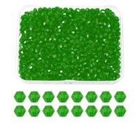 PATIKIL 1000pcs 4mm Bicone Glass Crystal Beads, Faceted Glass Spacer Beads with Box for Jewelry Making Bracelet Necklace Earrings DIY Suncatcher Craft, Grass Green