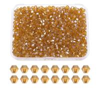 PATIKIL 1000pcs 4mm Bicone Glass Crystal Beads, Faceted Glass Spacer Beads with Box for Jewelry Making Bracelet Necklace Earrings DIY Suncatcher Craft, Amber AB