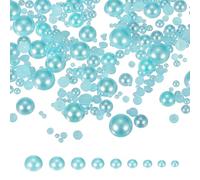 PATIKIL 1000Pcs Mix Pearls and Rhinestones, 2-10mm Mixed Sizes ABS Flatback Rhinestones Pearls for Craft Jewelry Making DIY Nail Art, Lake Blue