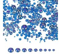 PATIKIL 1000Pcs Mix Pearls and Rhinestones, 2-10mm Mixed Sizes ABS Flatback Rhinestones Pearls for Craft Jewelry Making DIY Nail Art, Dark Blue