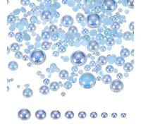 PATIKIL 1000Pcs Mix Pearls and Rhinestones, 2-10mm Mixed Sizes ABS Flatback Rhinestones Pearls for Craft Jewelry Making DIY Nail Art, Light Blue AB