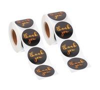 PATIKIL 1000Pcs Thank You Stickers, 1.5" Round Self-Adhesive Labels Small Thank You Stickers Roll for Small Business Sealing Box Envelope, Thank-You Style10 Black/Gold
