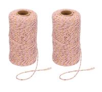 PATIKIL 100m Butcher String Twine, 2 Roll 2mm Cotton Bakers Decorative Twine String Rope Cord for Gift Wrapping Arts Crafts Party Kitchen Gardening, Golden Pink