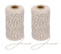 PATIKIL 100m Butcher String Twine, 2 Roll 2mm Cotton Bakers Decorative Twine String Rope Cord for Gift Wrapping Arts Crafts Party Kitchen Gardening, Khaki White