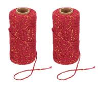 PATIKIL 100m Butcher String Twine, 2 Roll 2mm Cotton Bakers Decorative Twine String Rope Cord for Gift Wrapping Arts Crafts Party Kitchen Gardening, Gold Red