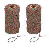 PATIKIL 100m Butcher String Twine, 2 Roll 2mm Cotton Bakers Decorative Twine String Rope Cord for Gift Wrapping Arts Crafts Party Kitchen Gardening, Red Green