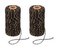 PATIKIL 100m Butcher String Twine, 2 Roll 2mm Cotton Bakers Decorative Twine String Rope Cord for Gift Wrapping Arts Crafts Party Kitchen Gardening, Gold Black