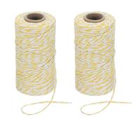 PATIKIL 100m Butcher String Twine, 2 Roll 2mm Cotton Bakers Decorative Twine String Rope Cord for Gift Wrapping Arts Crafts Party Kitchen Gardening, Yellow White