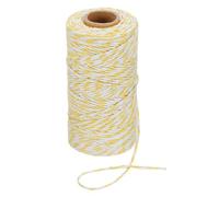 PATIKIL 100m Butcher String Twine, 2mm Cotton Bakers Decorative Twine String Rope Cord for Gift Wrapping Arts Crafts Party Kitchen Gardening, Yellow White