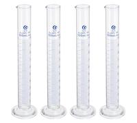 PATIKIL 100ml Graduated Cylinder, 4Pcs 3.3 Borosilicate Glass Measuring Cylinder Round Base for Lab Experiment, Clear
