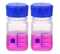 PATIKIL 100ml Thickened Media Storage Bottles,2 Pcs PP Plastic Graduated Bottle with Blue Screw Cap for Lab Water Reagent Liquids, Transparent(Square)