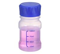 PATIKIL 100ml Thickened Media Storage Bottles, PP Plastic Graduated Reagent Bottle with Blue Screw Cap Leakproof for Lab Water Reagent Liquids, Transparent(Round)