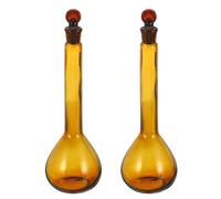 PATIKIL 100ml Volumetric Flask, 2Pcs 3.3 Borosilicate Glass Graduated Volumetric Measuring Flask with Glass Stopper Tolerance 0.27ml for Lab Experiment, Amber