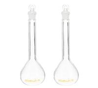 PATIKIL 100ml Volumetric Flask, 2Pcs 3.3 Borosilicate Glass Graduated Volumetric Measuring Flask with Glass Stopper Tolerance 0.14ml for Lab Experiment, Clear