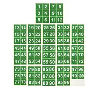 PATIKIL 100mm Consecutive Number Stickers 1-100, Square Self-Adhesive Vinyl Number Decals for Inventory Storage Organizing, Locker, Toolbox, Bins, Indoor Outdoor, Green