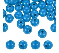 PATIKIL 100pcs 16mm Blue Natural Wood Beads with 4mm Hole Unfinished Round Wooden Loose Spacer Balls Bulk for DIY Crafts Garland Macrame Farmhouse Decor Jewelry Making