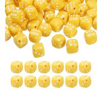 PATIKIL 100Pcs Acrylic Dice Bead, 10mm/0.4" Cube Dice Charm Beads Cute Keychain Pendant for Bracelets Necklaces Earrings DIY Crafts Jewelry Making, Solid Yellow