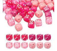 PATIKIL 100Pcs Acrylic Dice Bead, 10mm/0.4" Cube Dice Charm Beads Cute Keychain Pendant for Bracelets Necklaces Earrings DIY Crafts Jewelry Making, Magenta Bloom Set